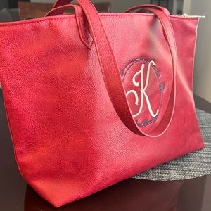 Crimson Red handbag w/design